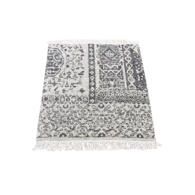 2'0" x 2'1" New Hand Knotted Grey Wool Square Oriental Rug - MOA10280607