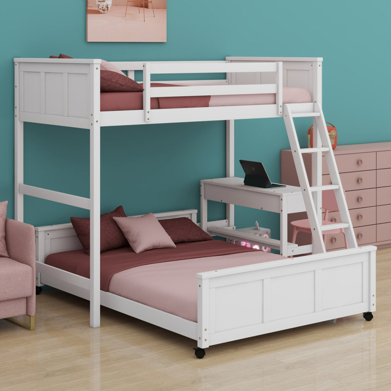 Lit superposé avec bureau, Blanc