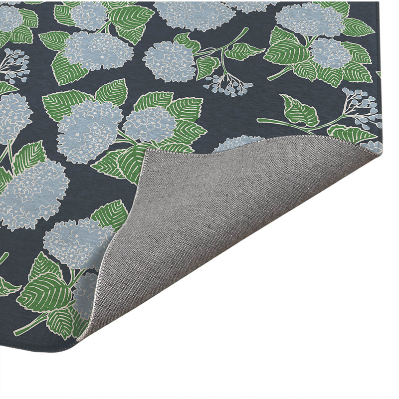 Tapis de cuisine Hydrangea, Gris anthracite, Rectangulaire 3 pi x 5 pi