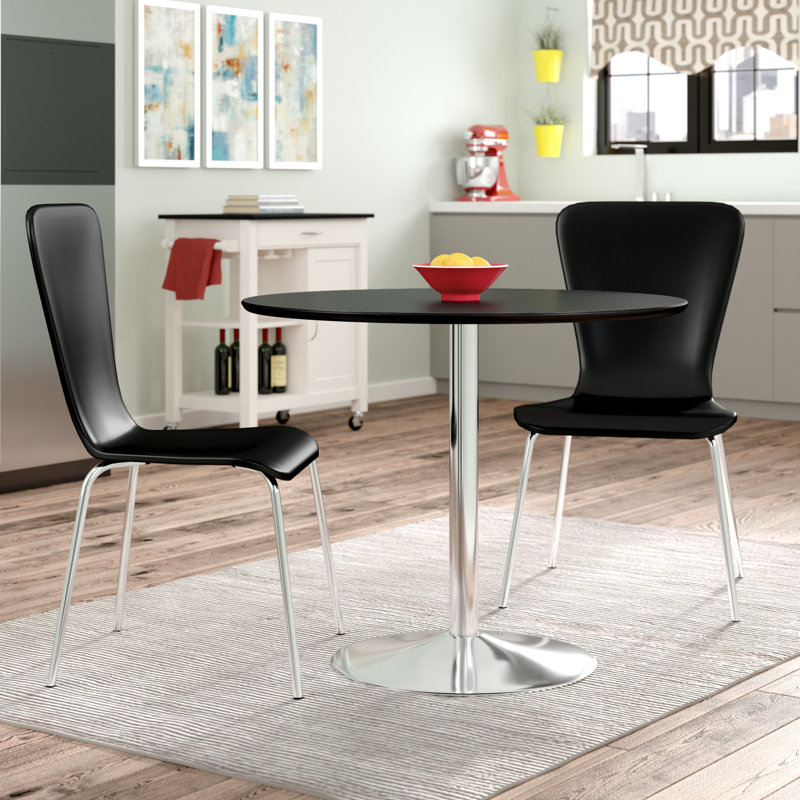 Ensemble de salle à manger Saladino, Noir, 3 pièces : 1 table, 2 chaises