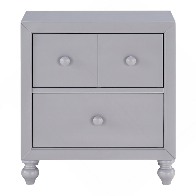 Table de chevet transitionnelle à finition grise 1pc