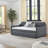 Twin Size Upholstery Daybed With Twin Size Erectable Trundle And USB Charging Design