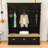 Wood Hall Tree with APP-Controlled LED Strip, Hooks, Flip-Down Cabinets and Shelves-96354808