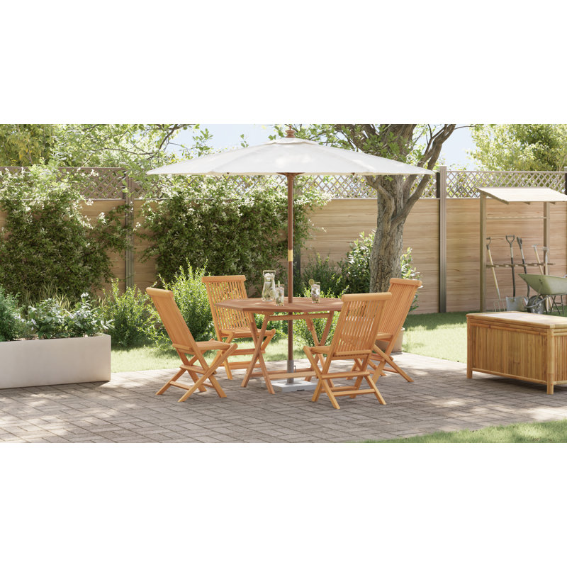4 - Person Wood Patio Dining Set with Round Table