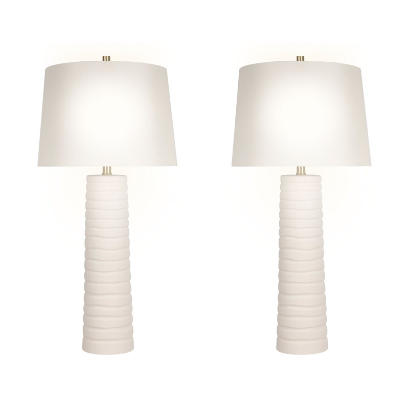 Calming Flow Ceramic Table Lamp - Textured White - Set of 2
