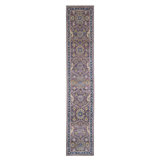 Hand Knotted Wool Area Rug in Gray And Purple