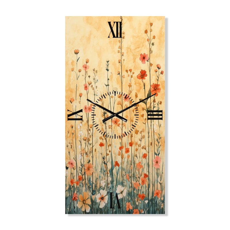 Horloge murale Wildflowers Rising - Floral, H 32 po x l 16 po - Rectangle
