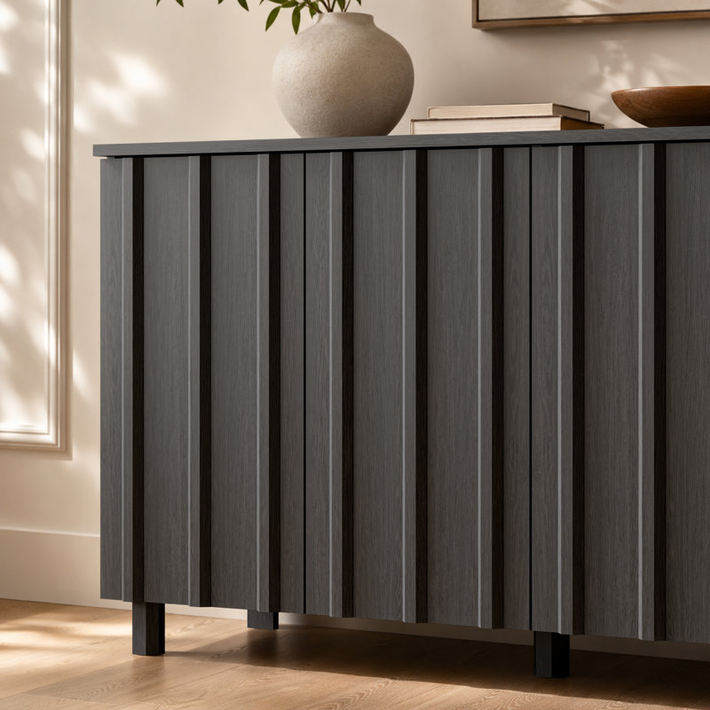 59'' Wide Sideboard Cabinet with fluted Doors, Buffet Cabinet with Adjustable Shelves and Storage for Dining Room, Kitchen & Living Room