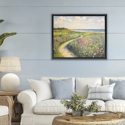 Cadre flottant impressionniste, prairie côtière, design par Petal Prints Design