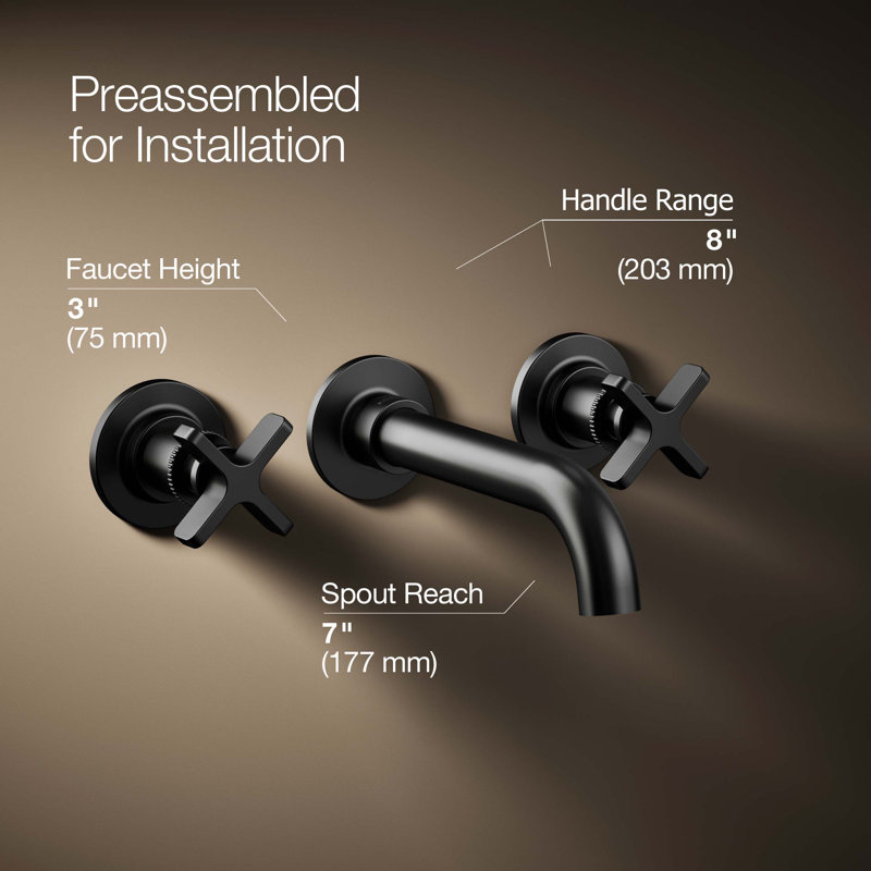 Castia by Studio McGee Wall-Mount Bathroom Sink Faucet Trim 1.2 GPM, Matte Black