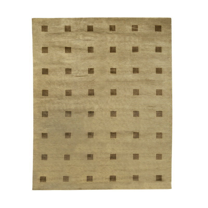 Hand Knotted Wool Area Rug in Gold, Rectangle 8' x 10'