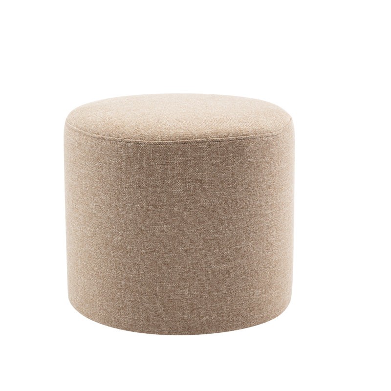 Upholstered Pouf, Light Brown Basketweave