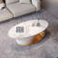Pre-Assembly 51" Modern Oval Coffee Table, Sintered Stone Top, Gold Base, drawer