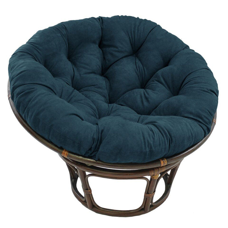 Fauteuil Papasan capitonné de 42 po de largeur Zowie, Microfibre bleu sarcelle