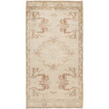 Vintage Circa 1940 Ivory Turkish Yastik Handwoven Rug 1'6 X 2'10