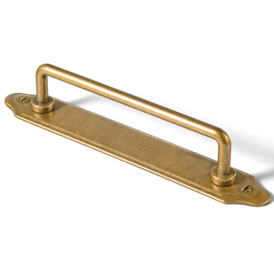 GOO-KI Cabinet Pull With Removable Backplate (Model G023), Zinc Alloy Drawer Handle, 5"/7.6" Hole Center, Antique Brass & Champagne Bronze Finish, Decorative Door Hardware For Kitchen & Bathroom