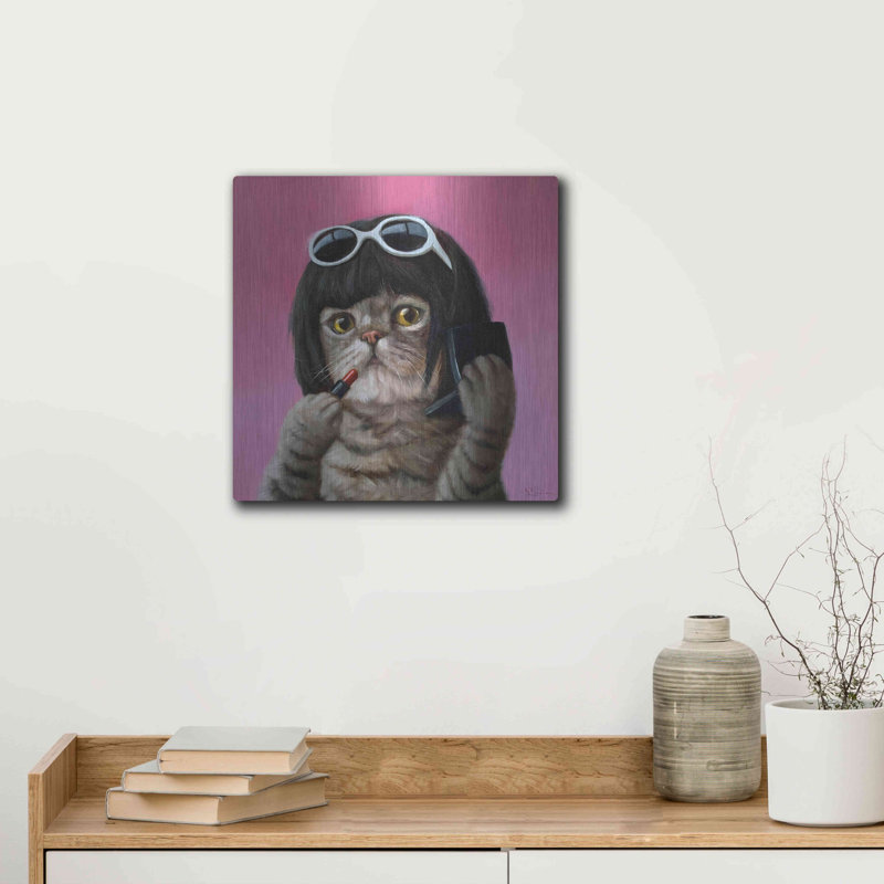 «Bob Cat» par Lucia Heffernan - reproduction d'art sur métal sans cadre, H 12 po x l 12 po x P 0,13 po