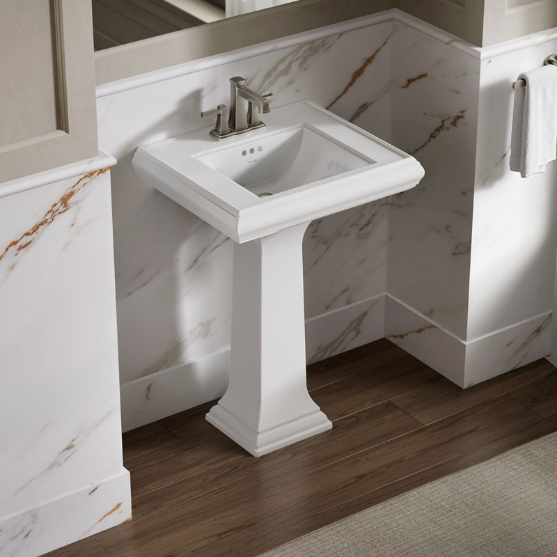 Memoirs®  Pedestal Tall Bathroom Sink with Overflow, White, 4" Centers