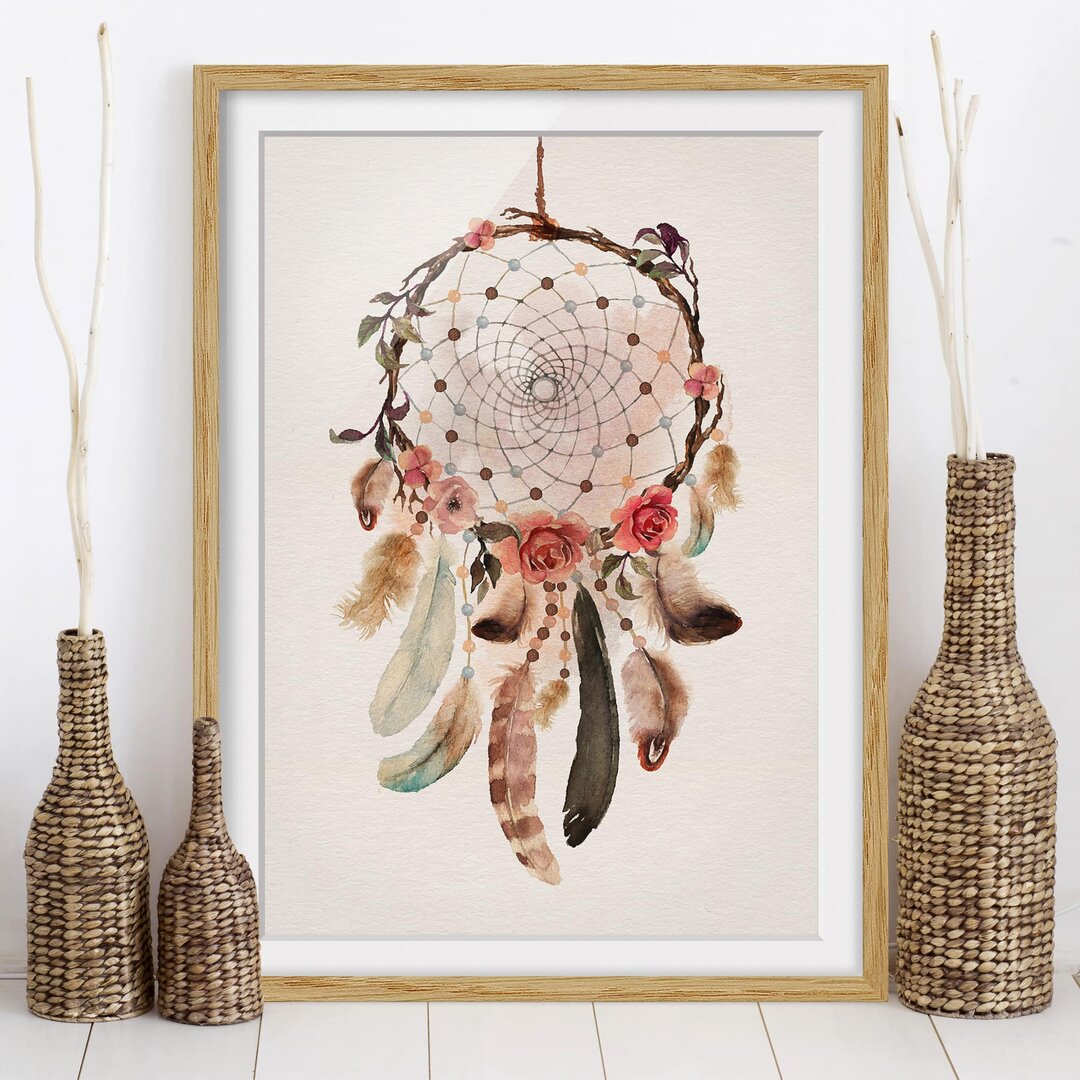 Gerahmter Kunstdruck Dream Catcher with Pearls