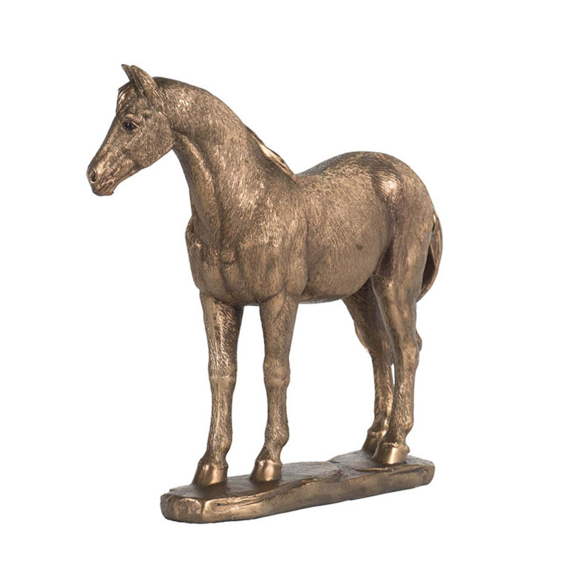 Sculpture de cheval réaliste en polyrésine avec finition cuivre, haute figurine de ferme de 7 po, statue équestre décorative pour manteau de cheminée, plateau de table ou pièce maîtresse 