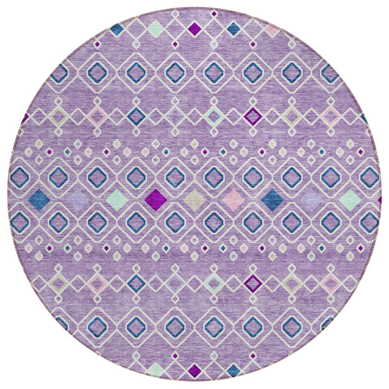 Tapis rectangulaire Aleighna avec envers antidérapant, Rond 8 pi