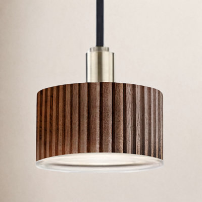 Tambo Pendant Light -  Wood Finish, Weathered Brass