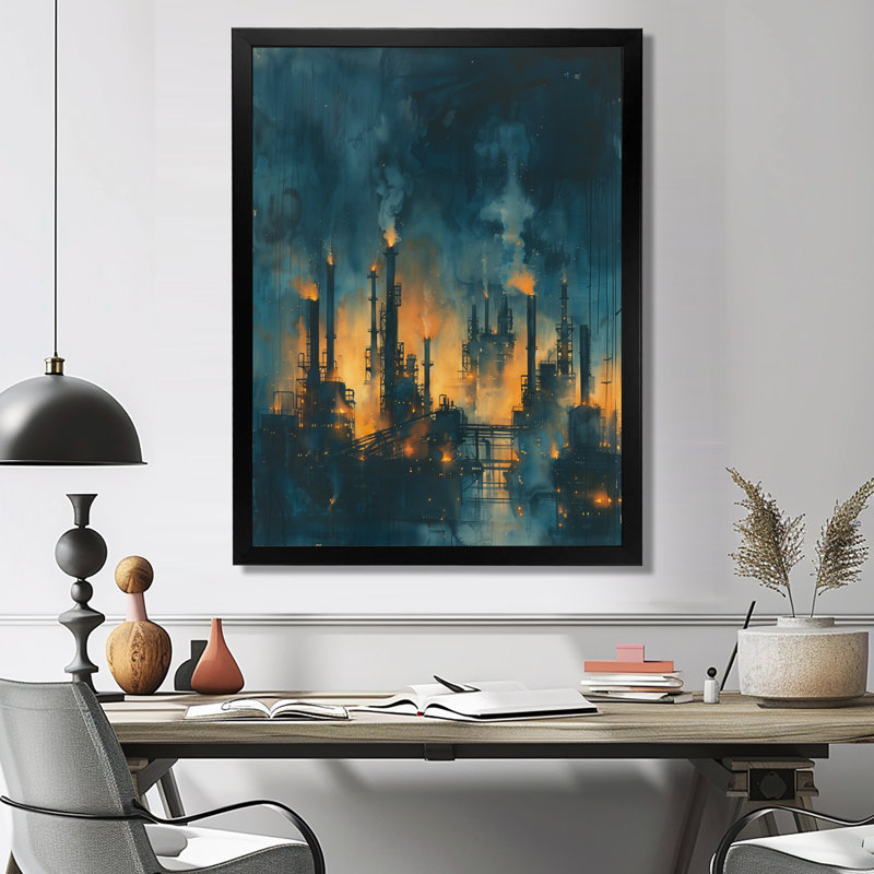 Décoration murale «Blue Metals» de Metropolis, H 20 po x l 12 po x P 1 po, Toile encadrée noire simple