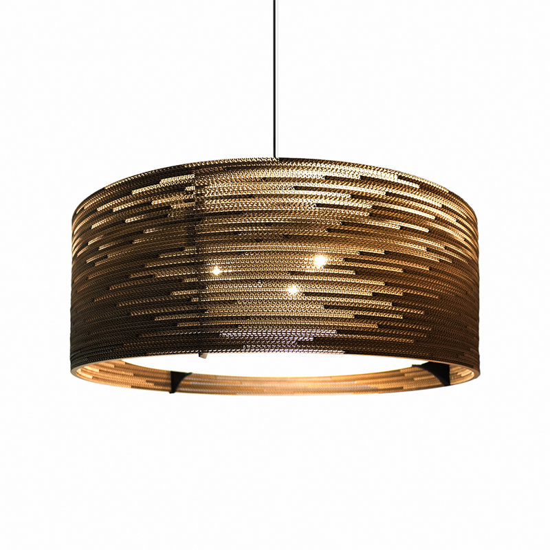 Luminaire suspendu Scraplights Drum 18 naturel, H 60 po x l 18 po x P 18 po, Brun