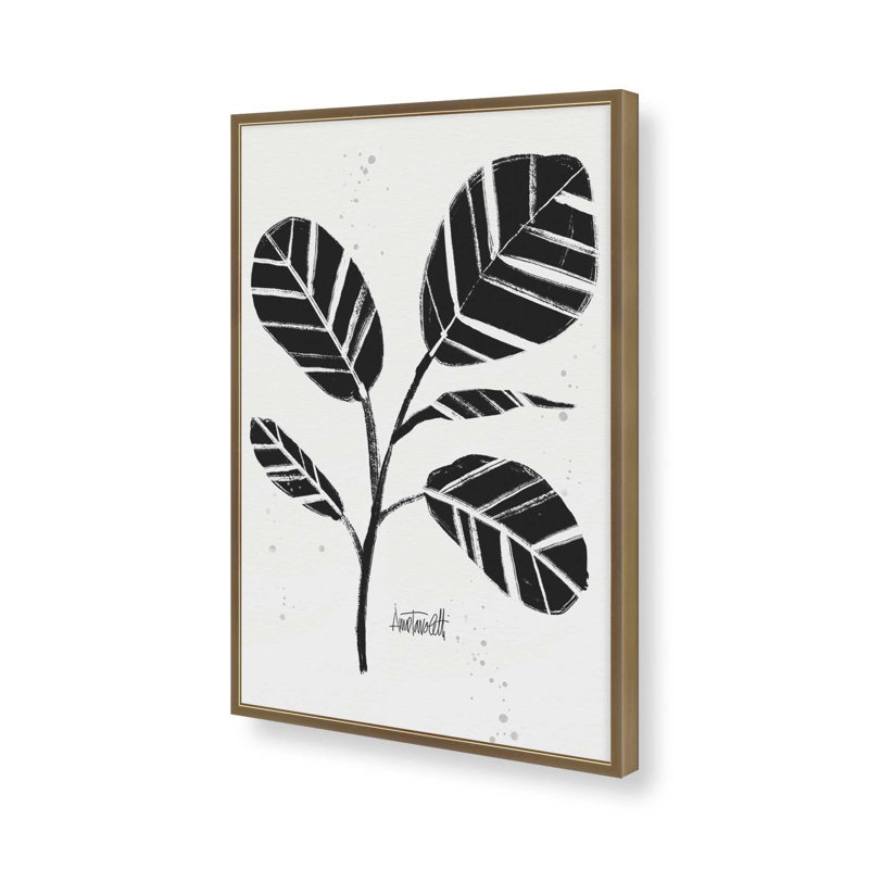 et botanique IV, Cadre d'angle ouvert brossé doré, H 15,25 po x l 12,25 po