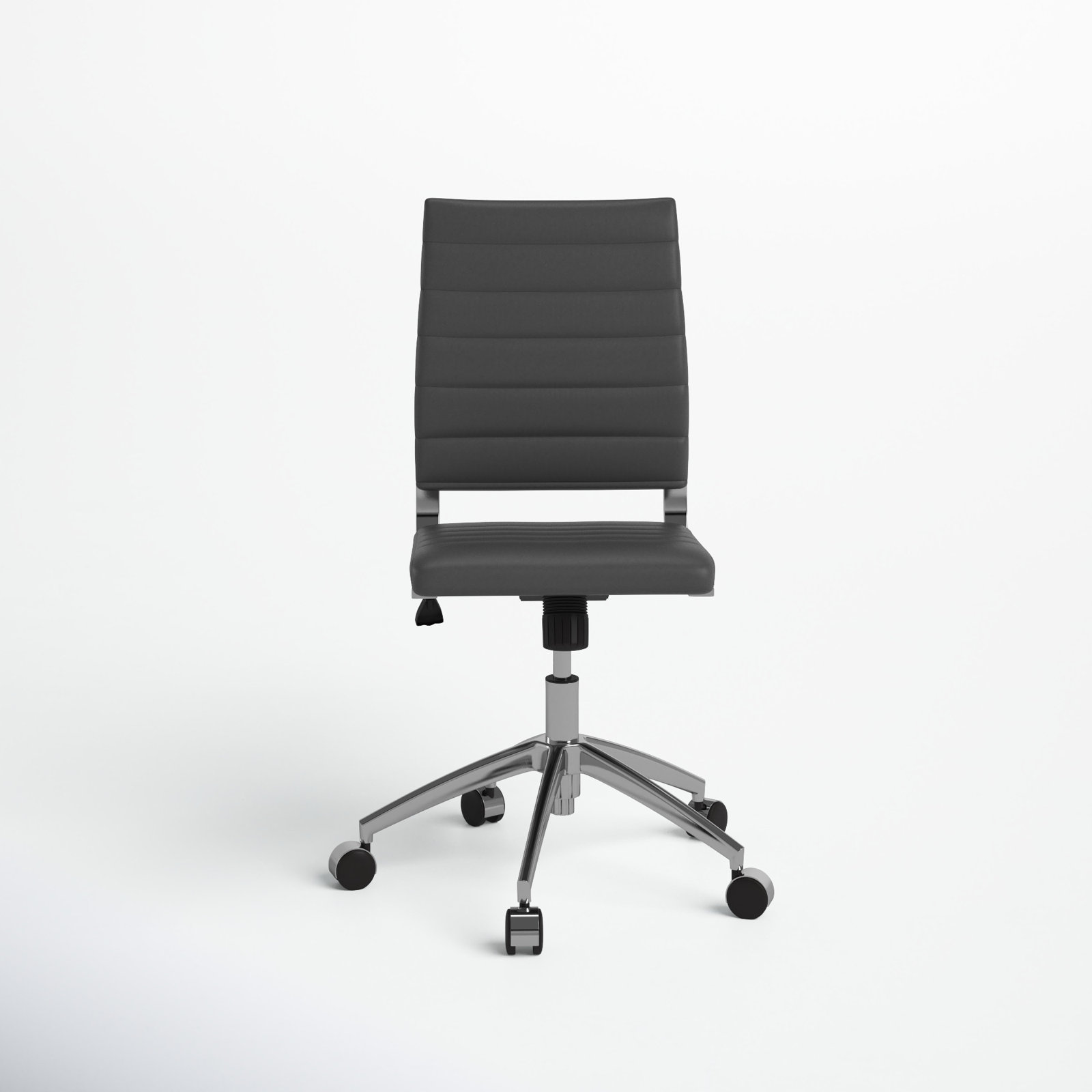 Rossie Swivel Office Chair, Gray Faux Leather, No