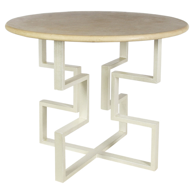 Athens Cross Legs End Table, Lite Travertine
