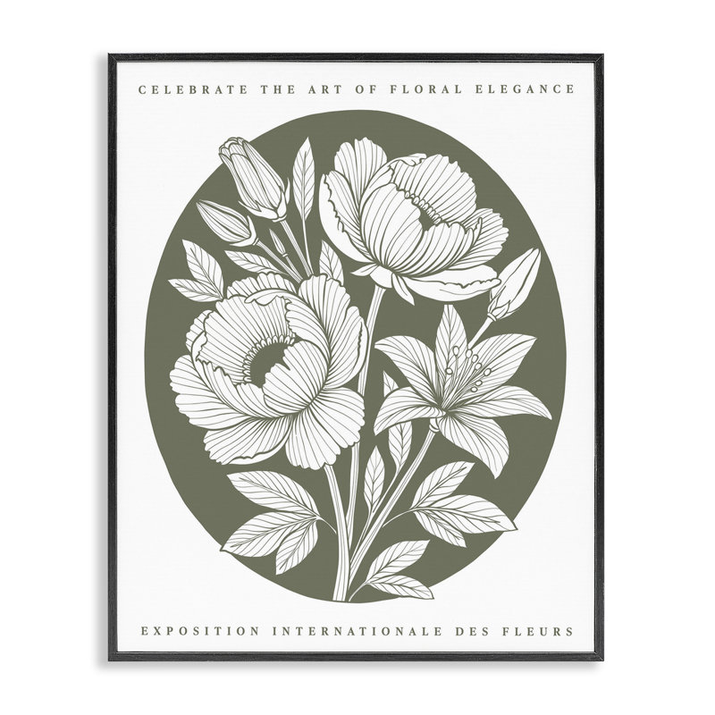 «Rounded Green Iris Blossoms», estampe numérique encadrée, Giclée encadrée noir minuit, H 14 po x l 11 po
