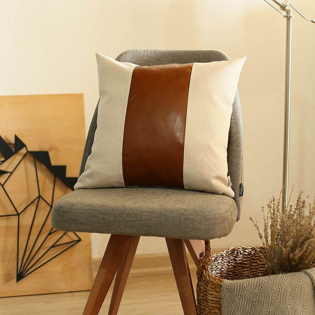 Boho-Chic Decorative Square Faux Leather Pillow Cover Mike&Co. New York 