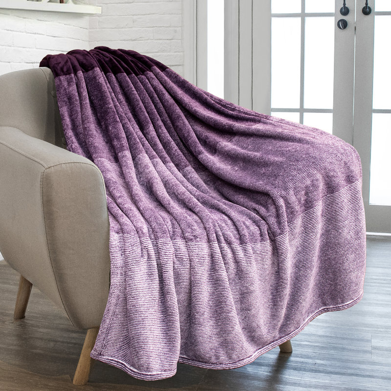 Gradient Purple Faux Fur Fleece Throw Blanket, 50" x 60"