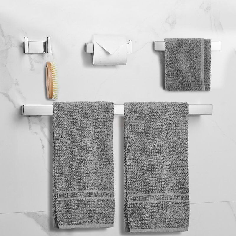 4 - Piece Bathroom Hardware Set, Mirror/Polish