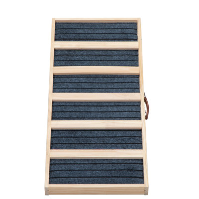 Rampe pour animaux de 39 po de long avec hauteur ajustable, tapis antidérapant, idéale pour le lit, le canapé, la voiture, la conception légère et portative en pin