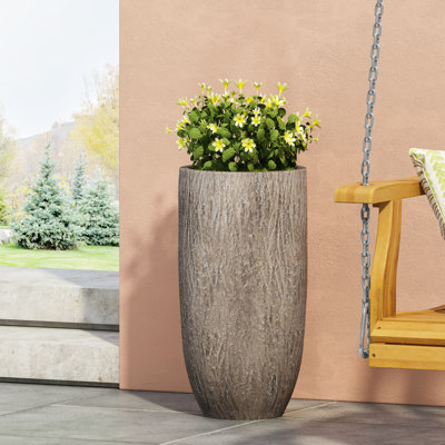 Jardinière - oxyde de magnésium pour l'extérieur, 14 po x 14 po x 27 po, 21,95 lb, look naturel 14,42 x 14,42 x 27,65 po, look