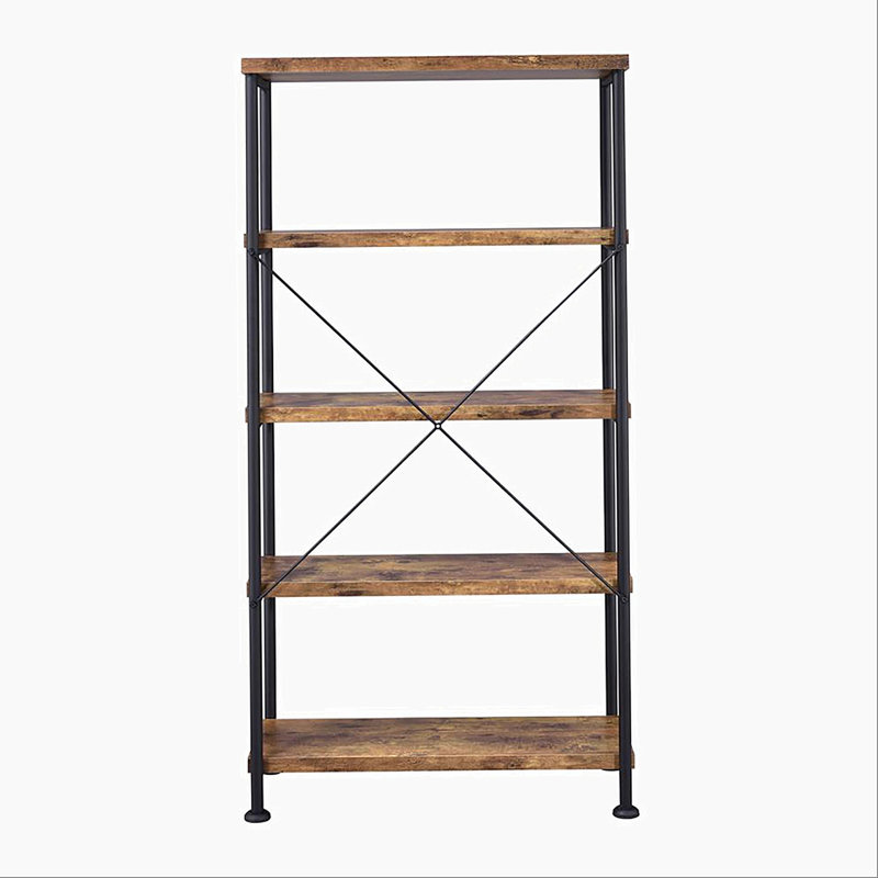5-Shelf Bookcase in Antique Nutmeg and Black