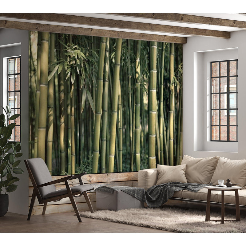 Murale Bamboo Jungle, L 82 po x l 118 po, Vert foncé