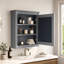 Armoire à pharmacie murale pour salle de bain avec miroir et tablette réglable, grise-1243343308