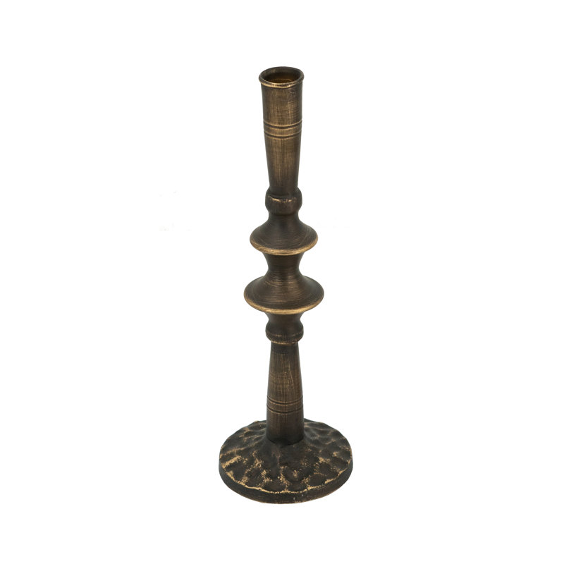 Porte-bougie sculptural en fer noir, H 11,2 po x l 3,5 po x P 3,5 po