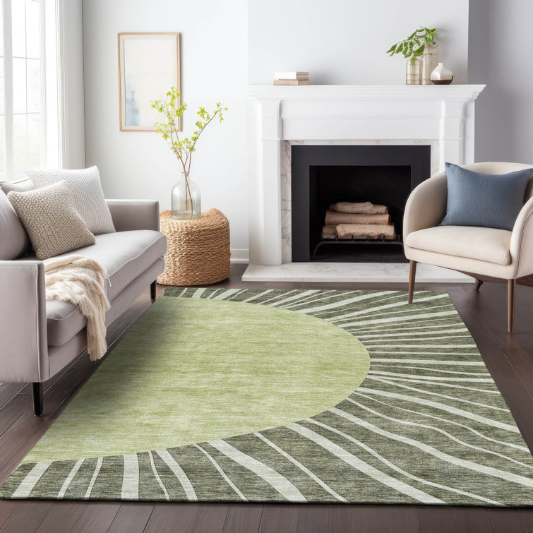 Premium Machine Washable Prisco Olive Rug