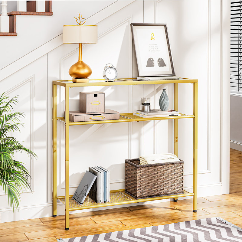 Canterbury Glass Console Table, Gold