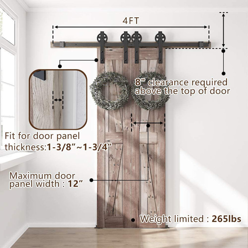 Sliding Standard Double Barn Door Hardware Kit, 48 in.
