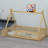 Whimsical Tent-Shaped Bed With Integrated Guardrails, Support Slats, And Doorway Design-1402230517-1402230516