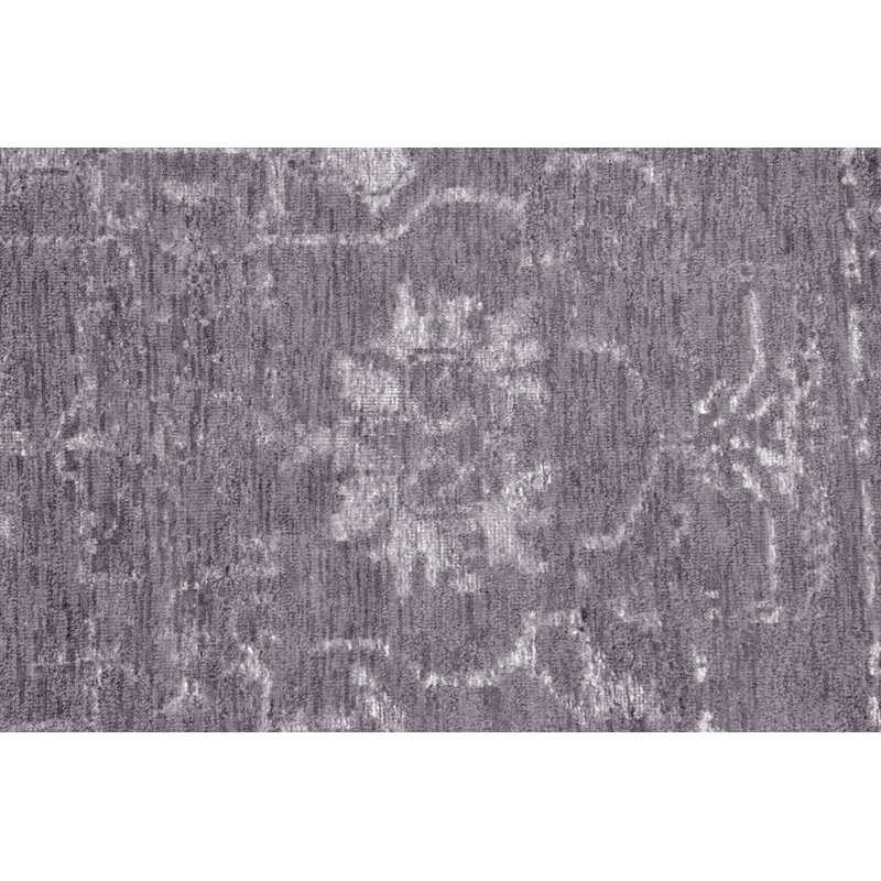 Oriental Hand-Knotted Wool/Silk Gray/White Area Rug, Rectangle 5' x 8'