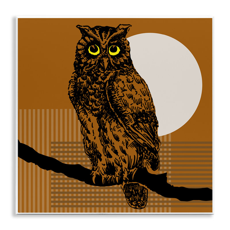 Art mural hibou perché avec lune par Regina Moore