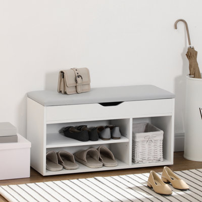 Banc de rangement pour chaussures avec support rembourré pour le couloir