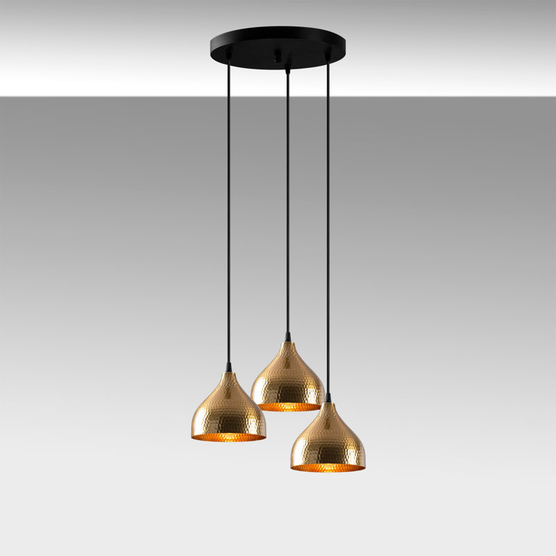 Modern Scandinavian Chandelier, Vintage Metal Body, 16.5 x 16.5 x 44.9 Inches | Adjustable Height, 3 x E27 Max 40W Sockets | Elegant Lighting for Home Décor, Living Room, Dining Room, and Entryways
