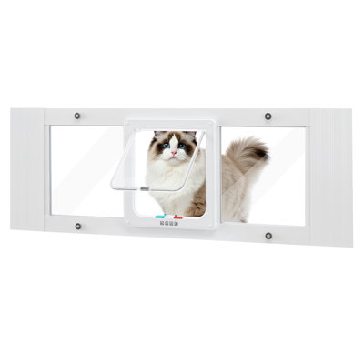 Cat Door for Window, Fits 32.5"-37.5" Wide Horizontal Sash Window